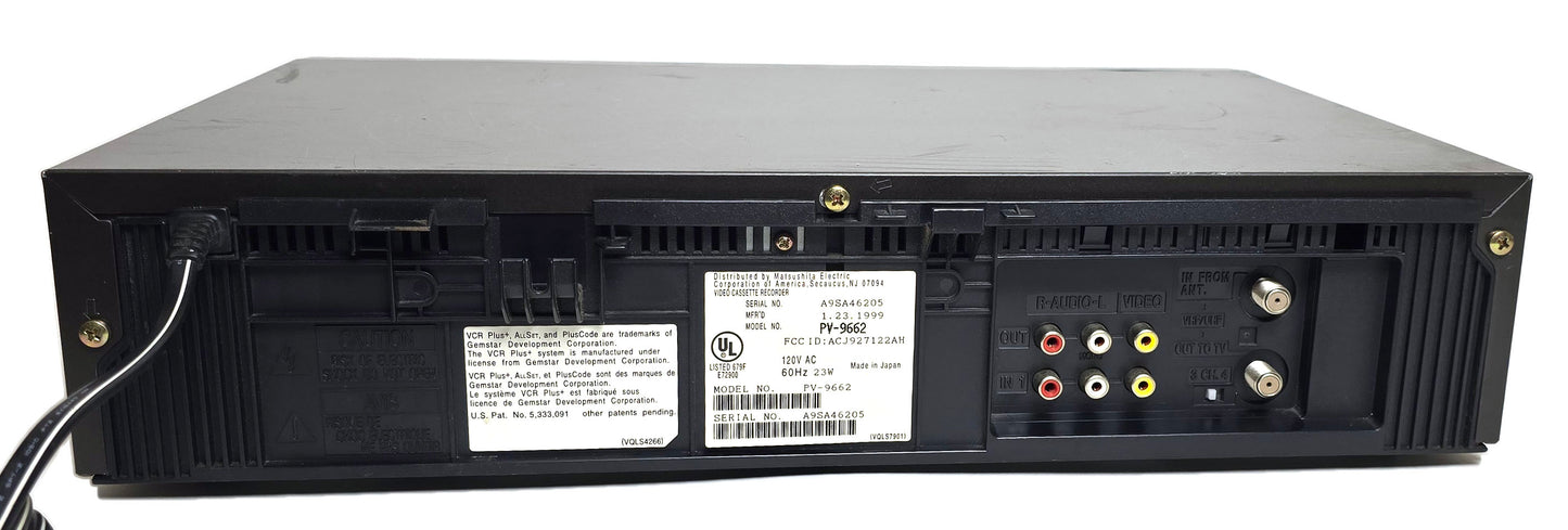Panasonic PV-9662 Omnivision VCR, 4-Head Hi-Fi Stereo - Rear