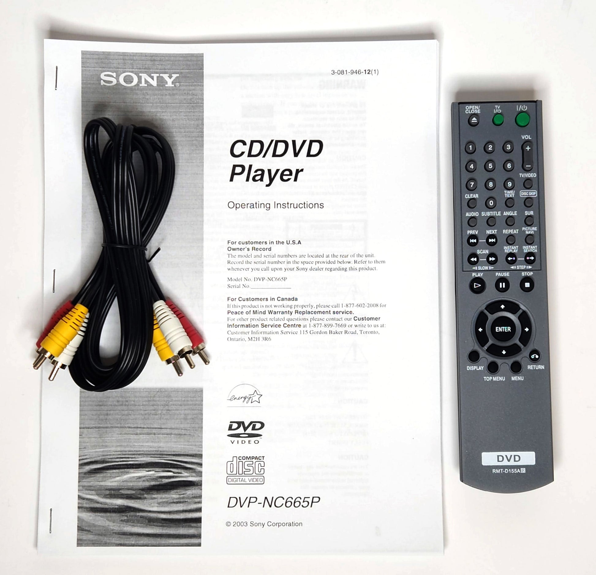 Sony DVP-NC665P DVD/CD Player, 5 Disc Carousel Changer - Accessories