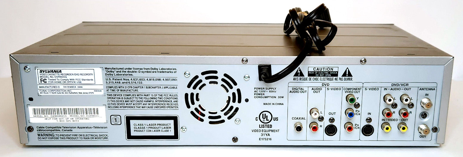 Sylvania DVR90VG VCR/DVD Recorder Combo - Rear