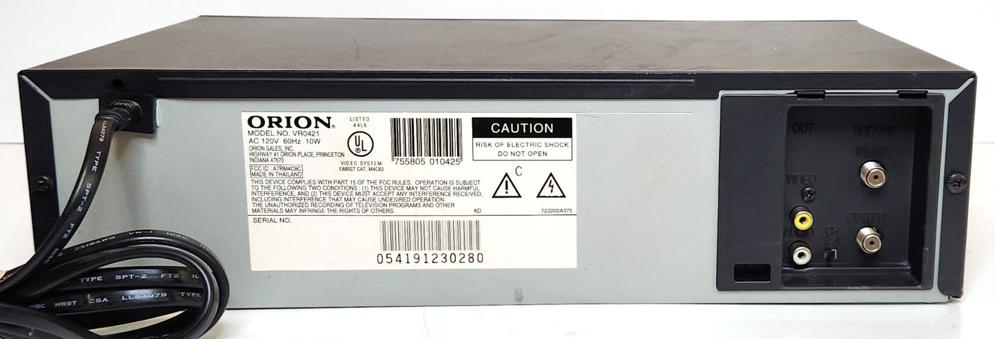 Orion VR0412 VCR, 4-Head Mono
