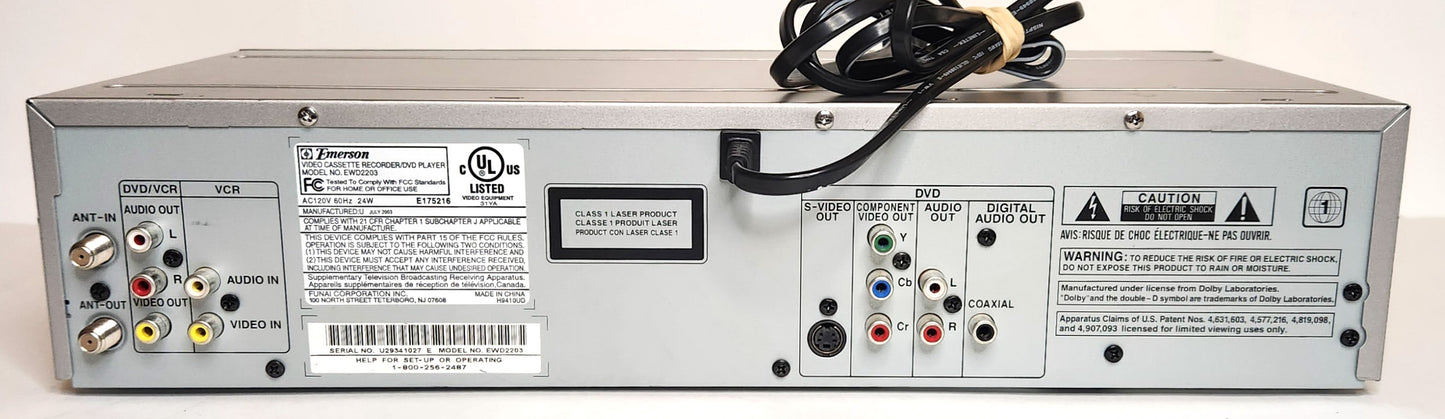Emerson EWD2203 VCR/DVD Player Combo - Rear