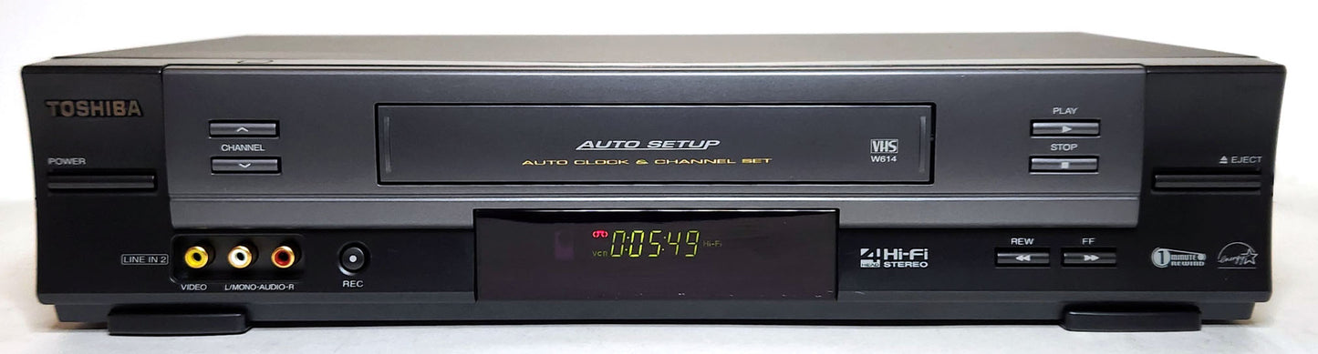 Toshiba W-614 VCR, 4-Head Hi-Fi Stereo - Front