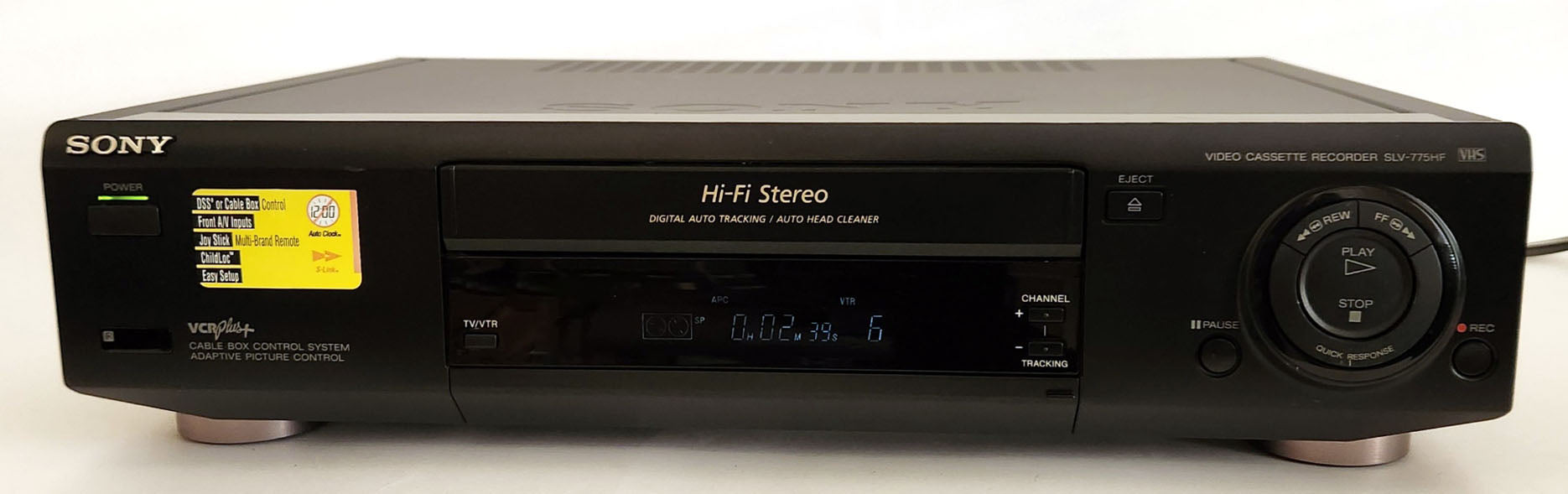 Sony SLV-775HF VCR, 4-Head Hi-Fi Stereo - Front