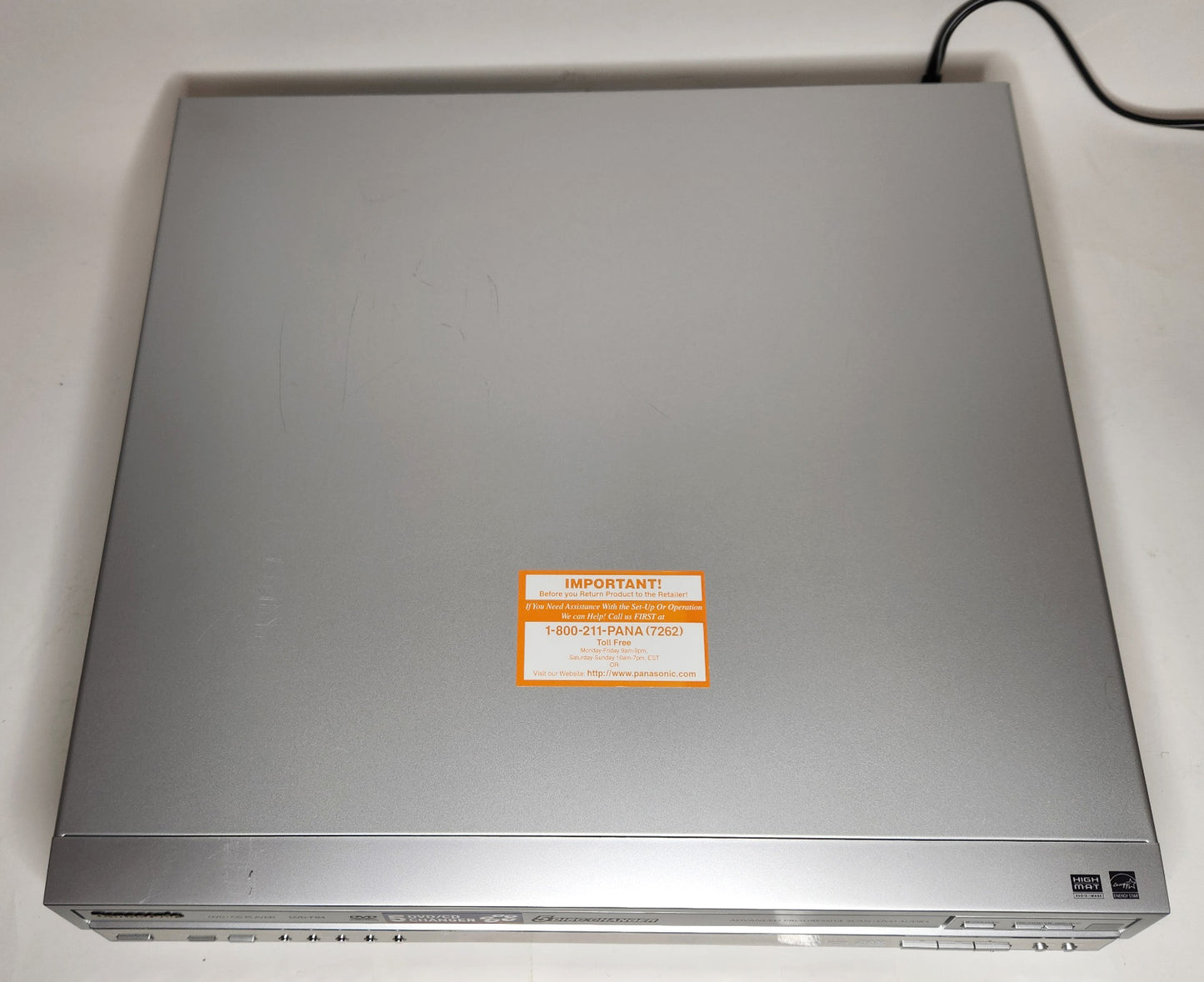 Panasonic DVD-F84 DVD/CD Player, 5 Disc Carousel Changer - Top
