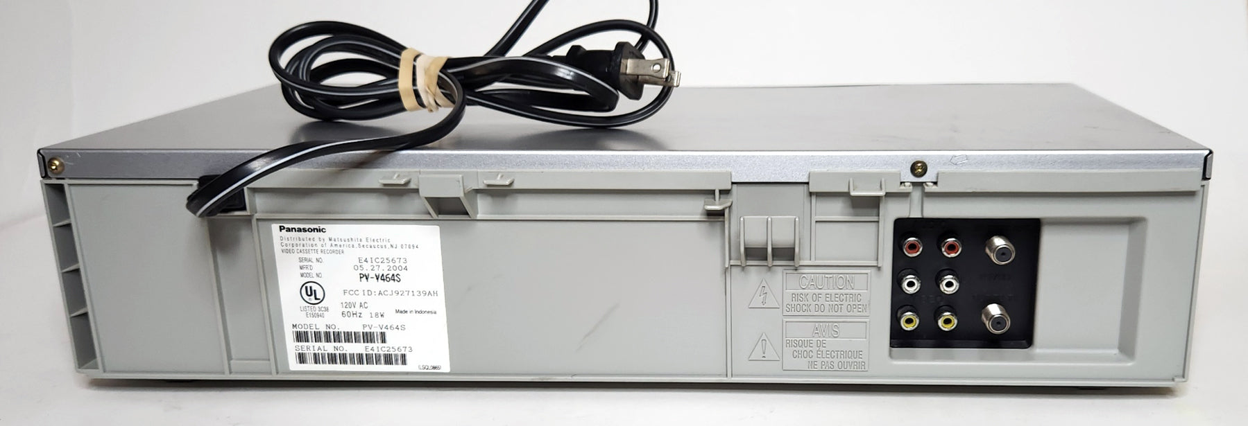Panasonic PV-V464S Omnivision VCR, 4-Head Hi-Fi Stereo - Rear