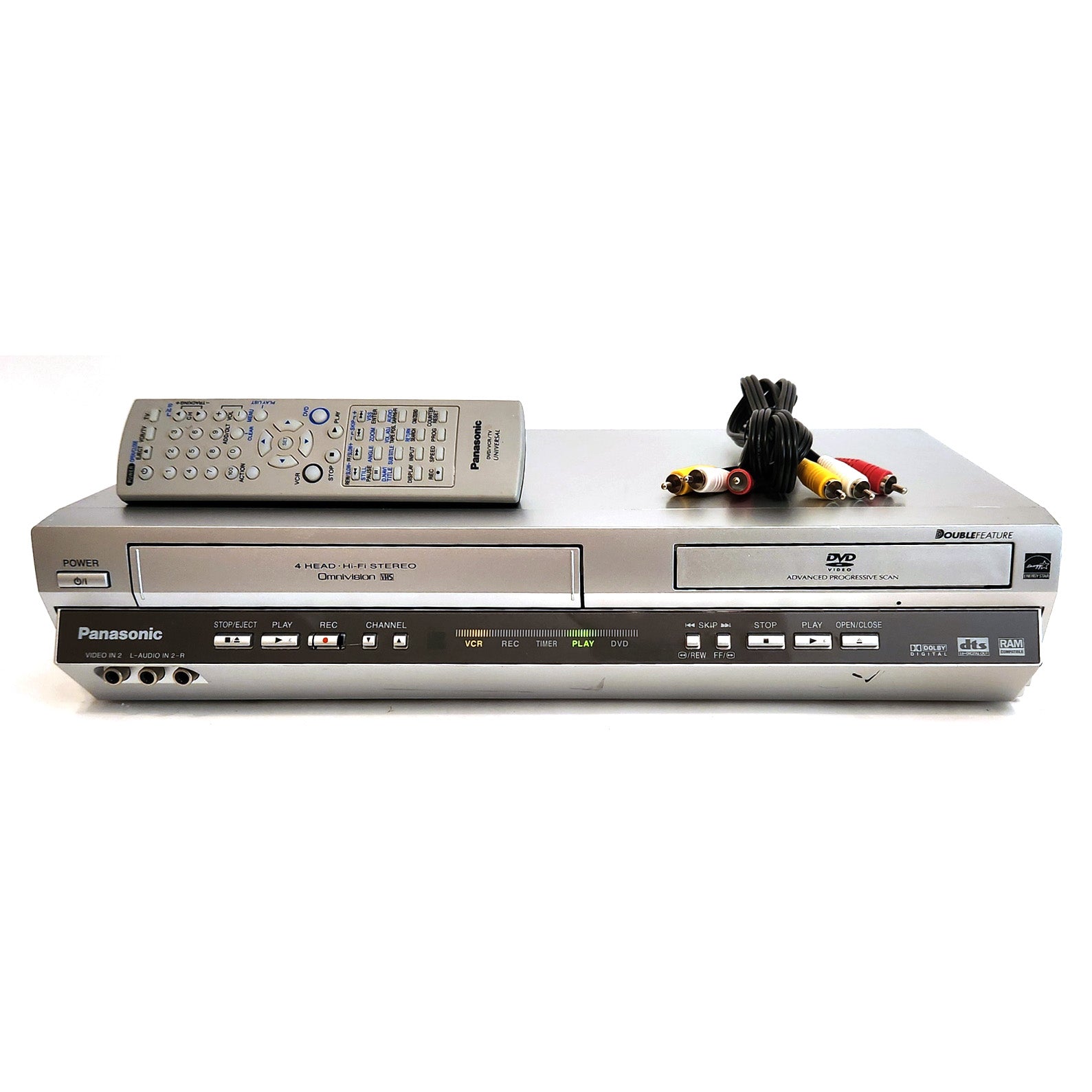 Panasonic DVD Player VCR VHS Combo 4 Head Hi-Fi PV-D4744S outlet AV TESTED No Remote