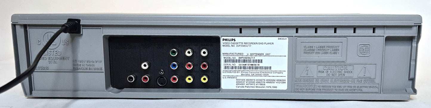 Philips DVP3345V VCR/DVD Player Combo - Rear
