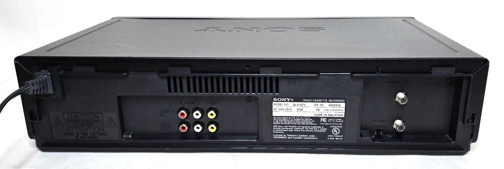Sony SLV-N71 VCR, 4-Head Hi-Fi Stereo - Rear