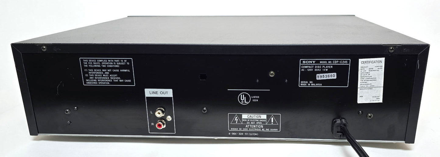 Sony CDP-C245 5-Disc Carousel CD Changer - Rear
