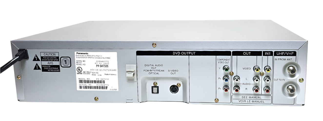 Panasonic PV-D4733S Omnivision VCR/DVD Player Combo - Rear