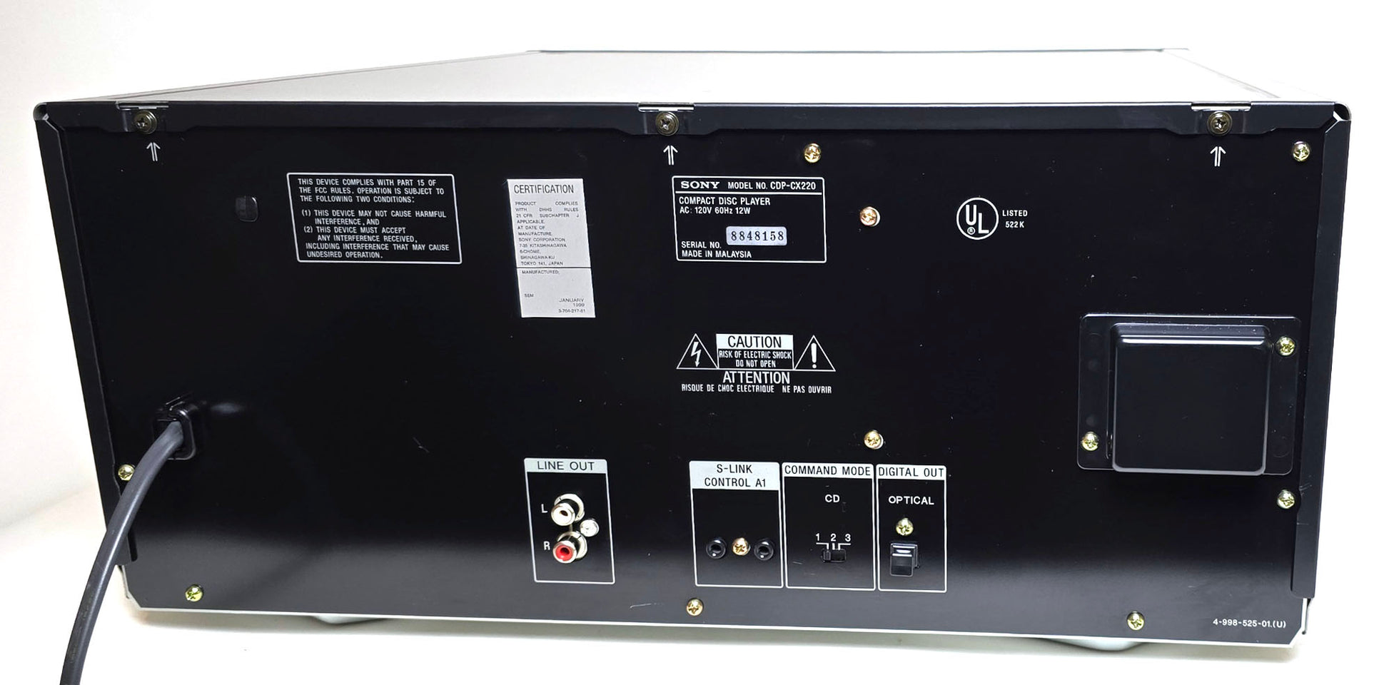 Sony CDP-CX220 MegaStorage 200 CD Changer - Rear