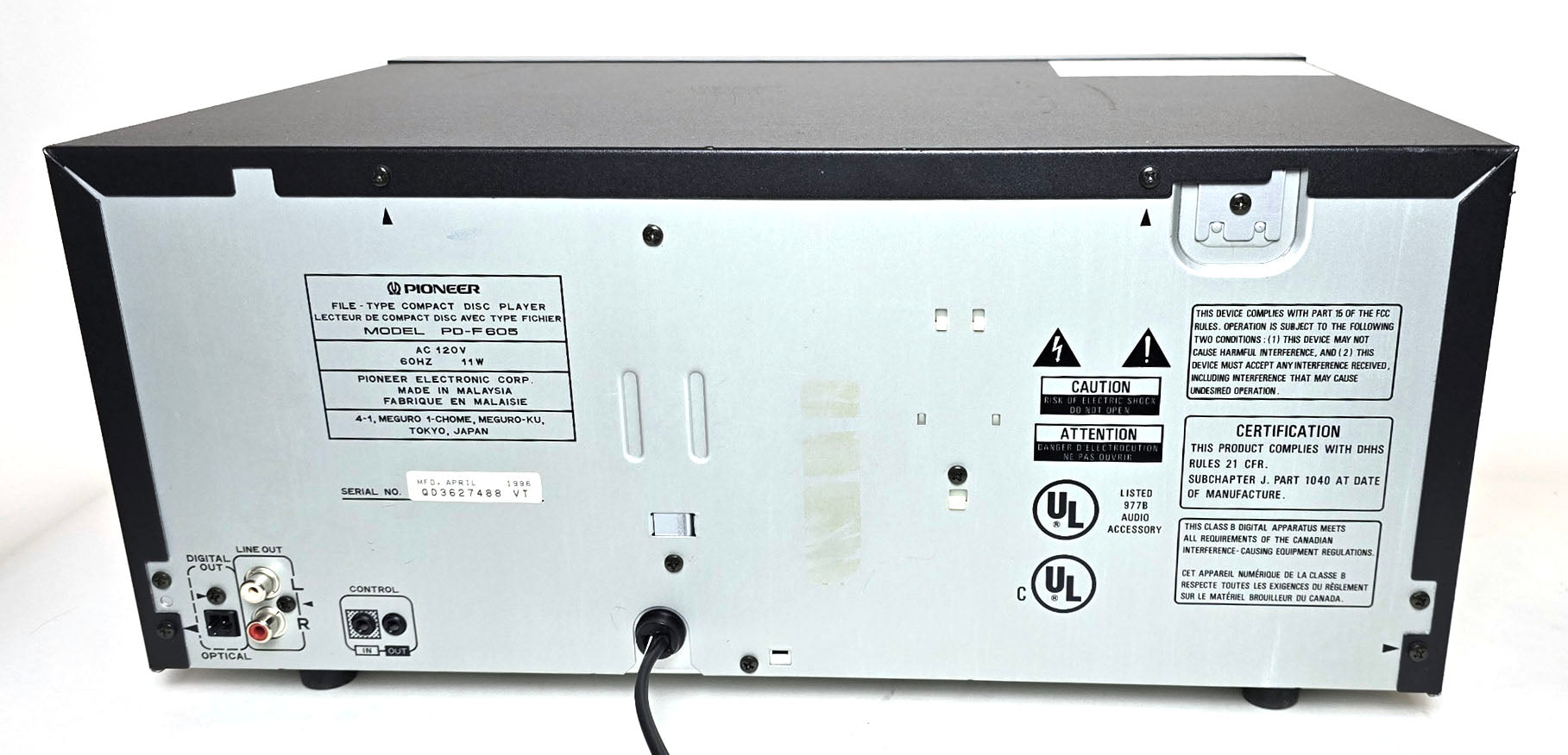 Pioneer PD-F605 25-Disc CD Changer - Rear
