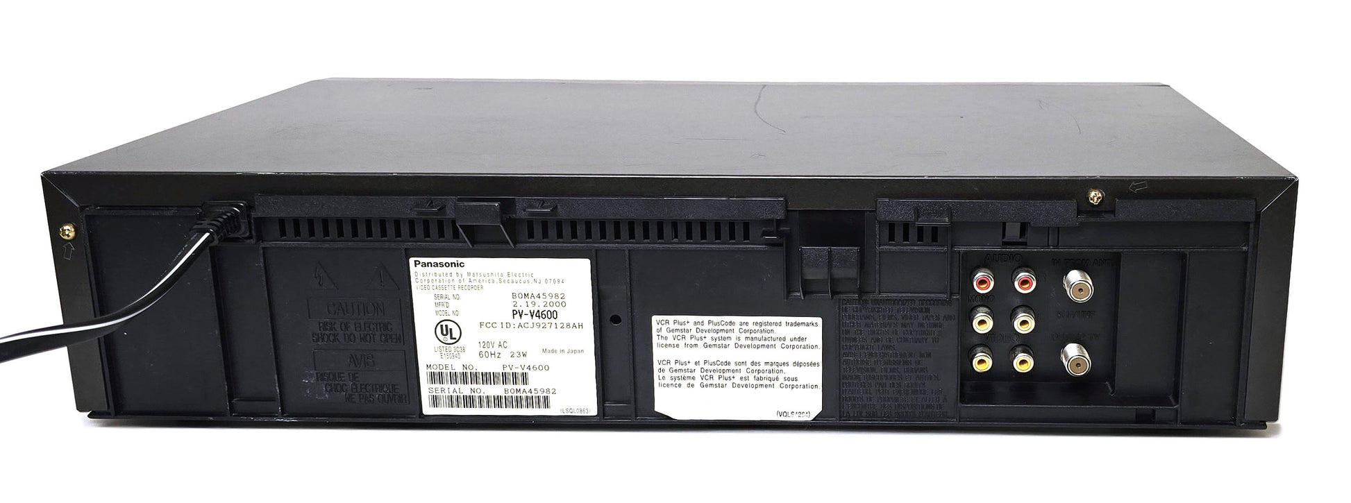 Panasonic PV-V4600 Omnivision VCR, 4-Head Hi-Fi Stereo - Rear