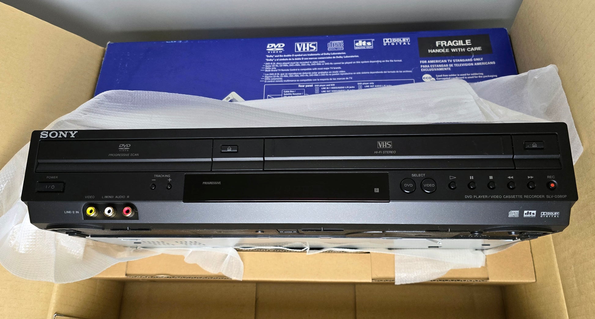 Sony SLV-D380P VCR/DVD Player Combo - New Open Box - Front Panel