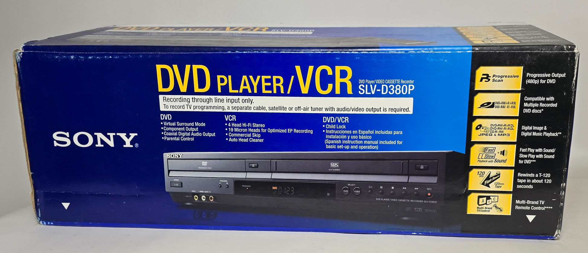 Sony SLV-D380P VCR/DVD Player Combo - New Open Box - Side