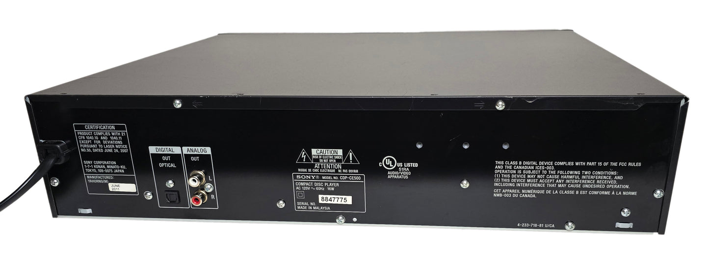 Sony CDP-CE500 5-Disc Carousel CD Changer - Rear