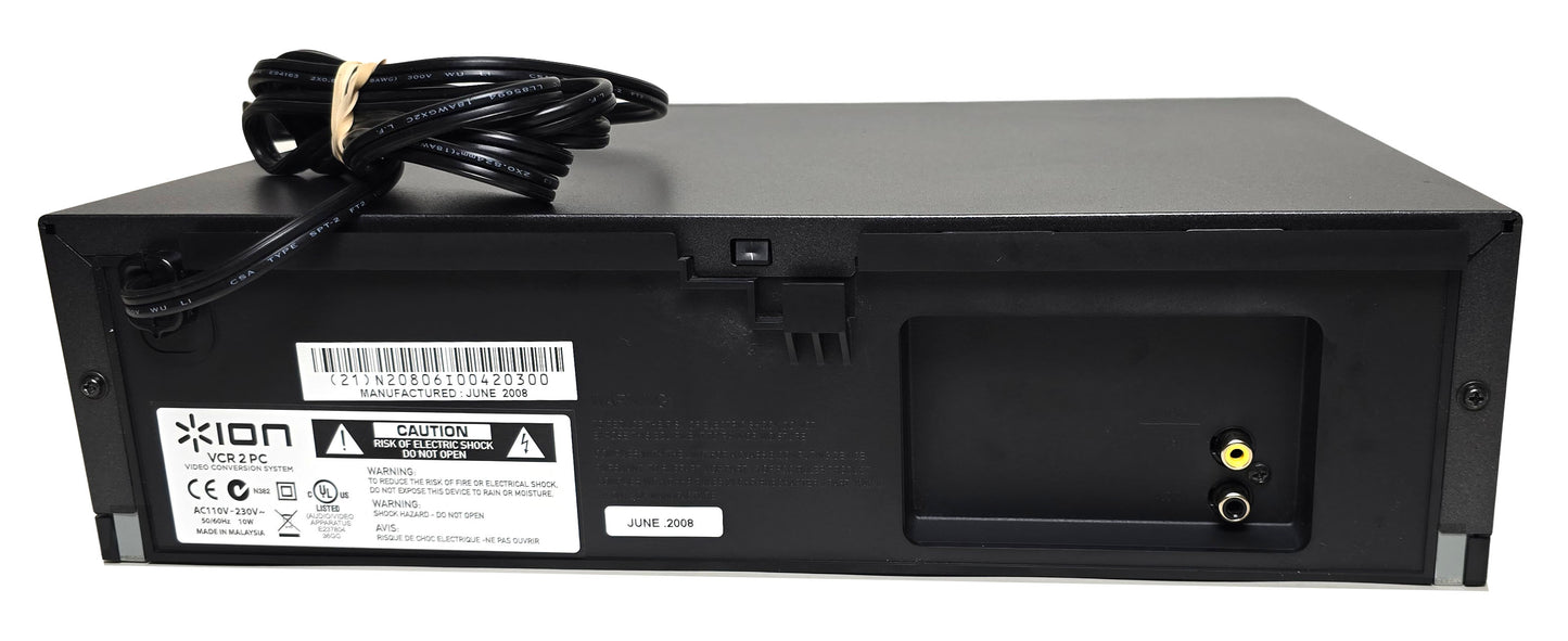 ION VCR2PC VHS Player, 4-Head Mono - Rear