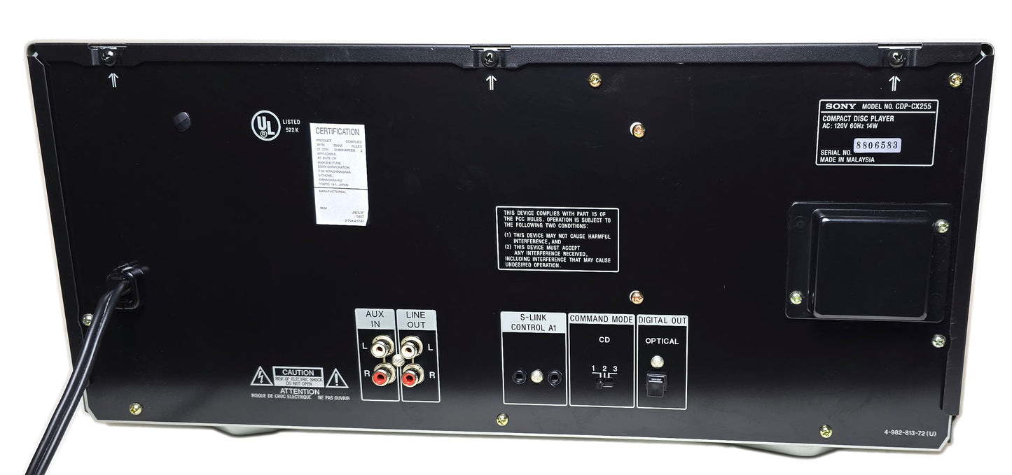 Sony CDP-CX255 MegaStorage 200 CD Changer - Rear