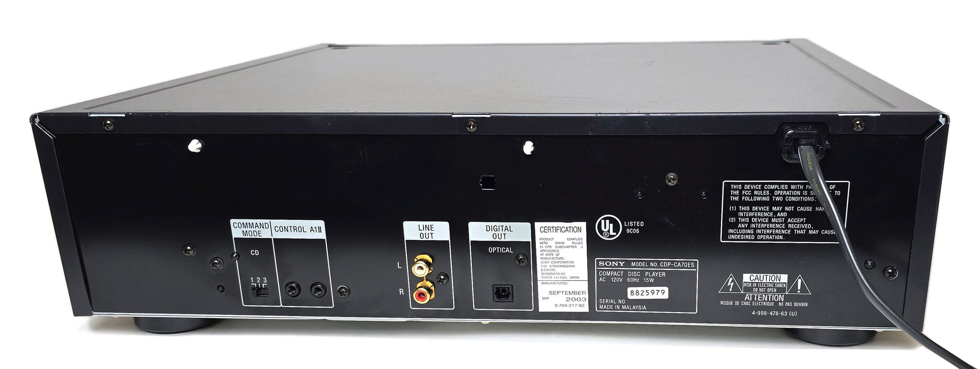 Sony CDP-CA70ES 5-Disc Carousel CD Changer - Rear