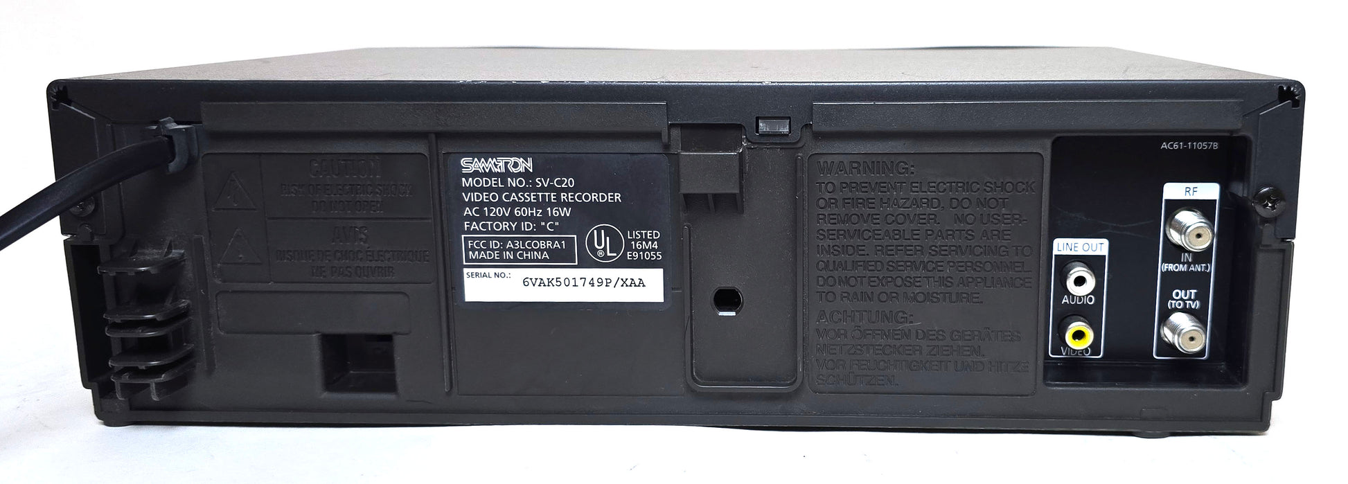 Samtron (Samsung) SV-C20 VCR - Rear