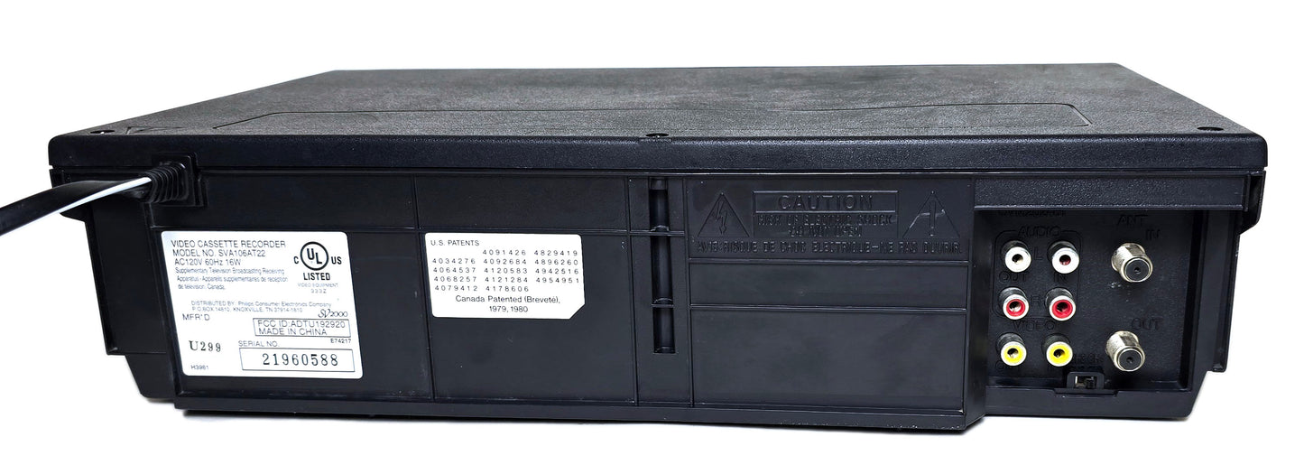 SV2000 SVA106 VCR, 4-Head Hi-Fi Stereo - Rear