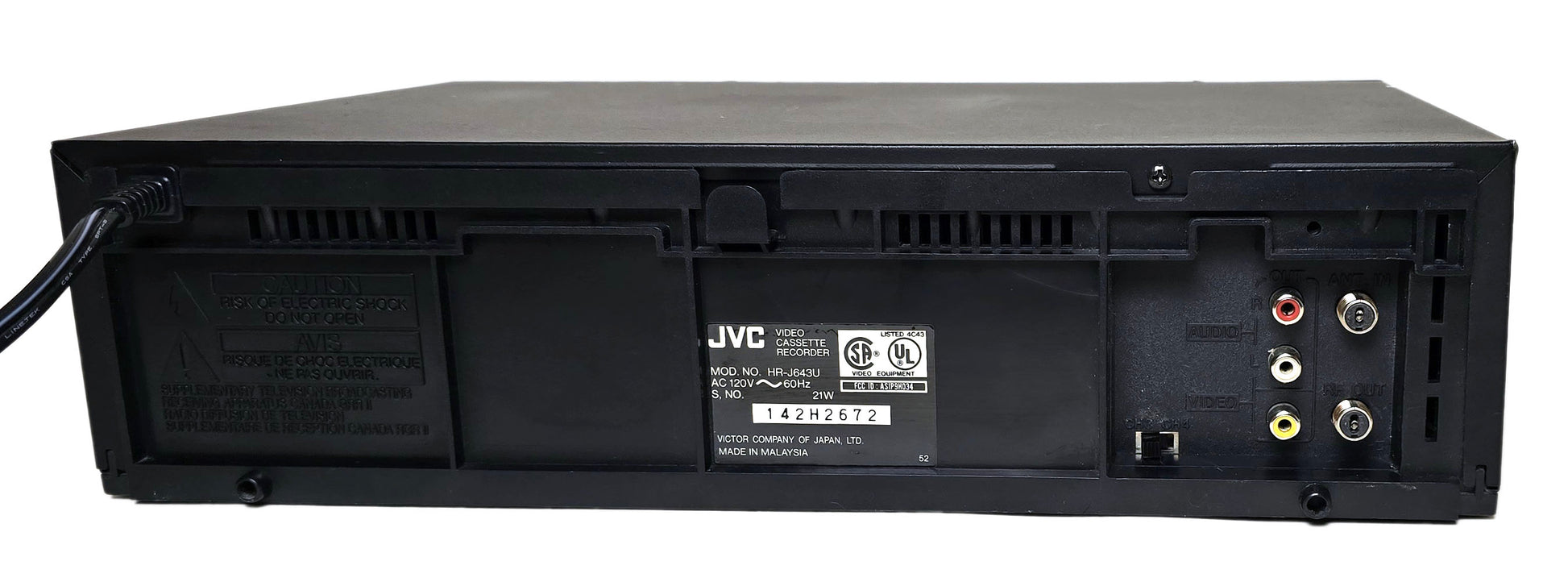JVC HR-J642U VCR, 4-Head Hi-Fi Stereo - Rear