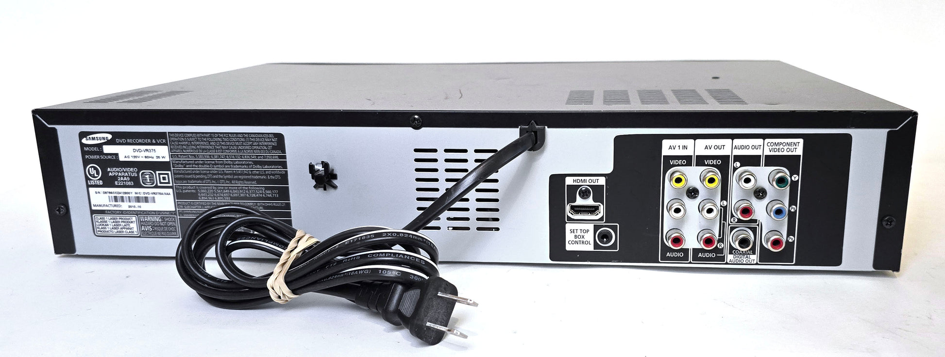 Samsung DVD-VR375 VCR/DVD Recorder Combo with HDMI - Rear