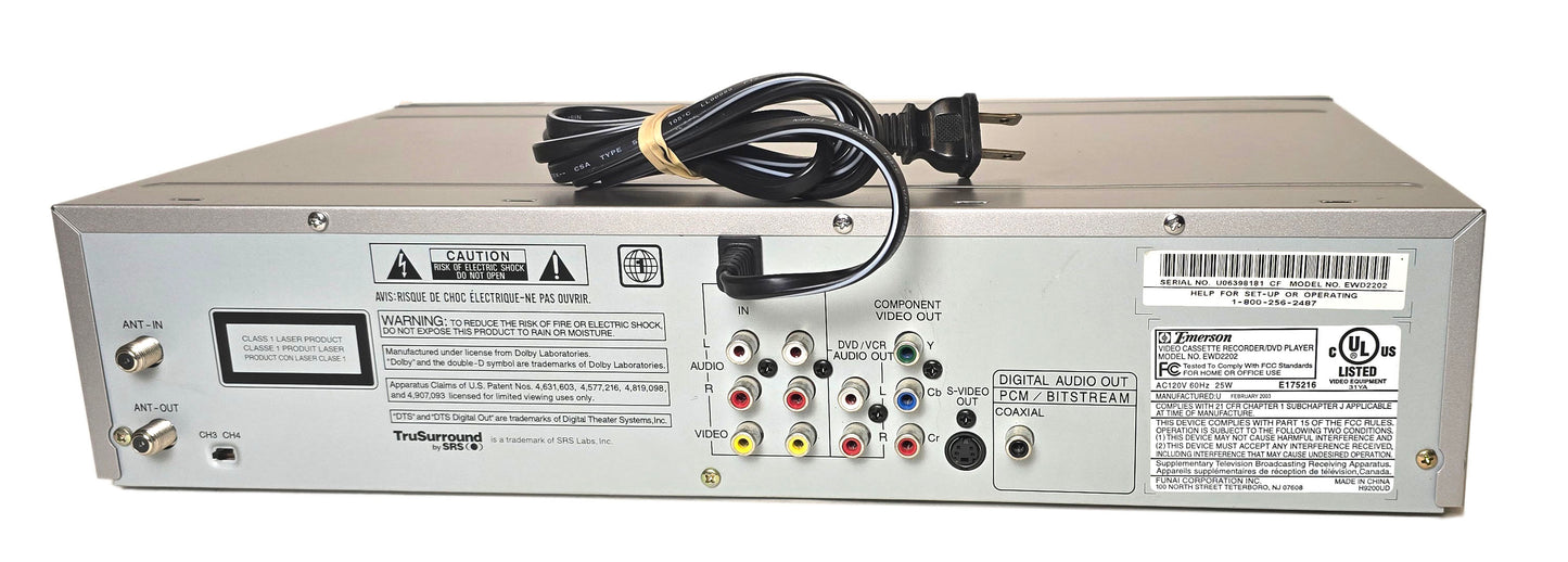 Emerson EWD2202 VCR/DVD Player Combo - Rear