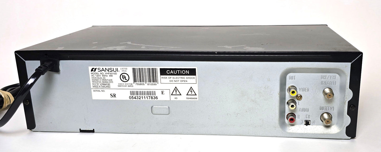 Sansui VHF6010D VCR, 4-Head Hi-Fi Stereo - Rear