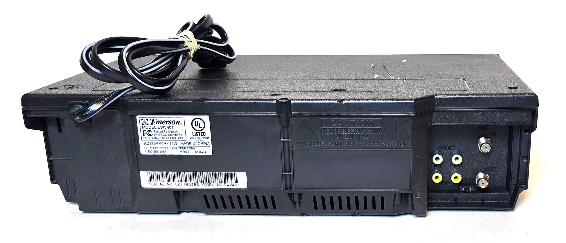 Emerson EWV401 VCR, 4-Head Mono - Rear