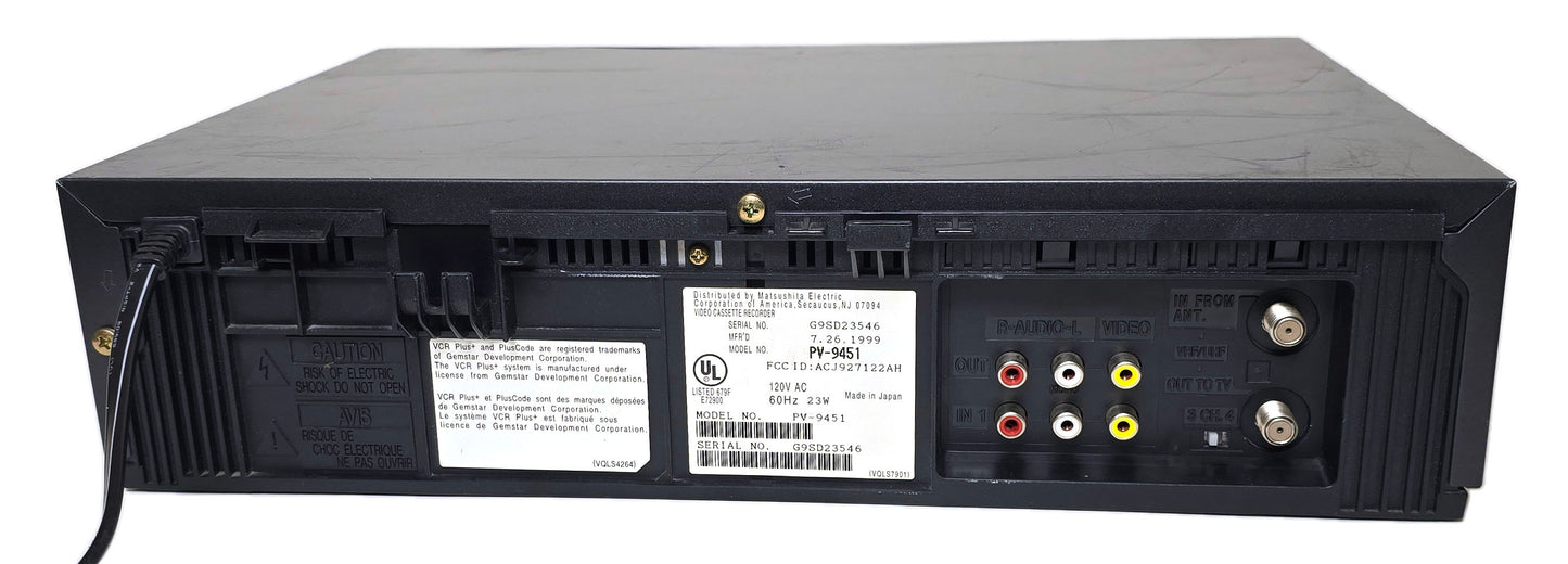 Panasonic PV-9451 Omnivision VCR, 4-Head Hi-Fi Stereo - Rear