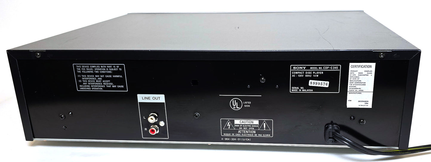 Sony CDP-C345 5-Disc Carousel CD Changer - Rear