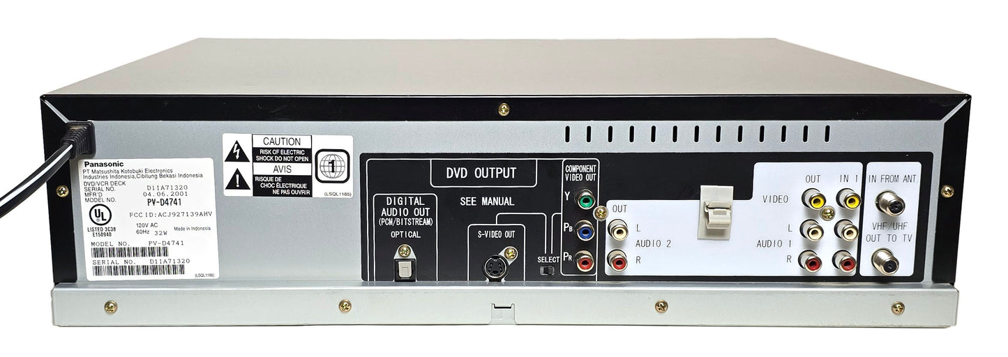 Panasonic PV-D4741 Omnivision VCR/DVD Player Combo - Rear