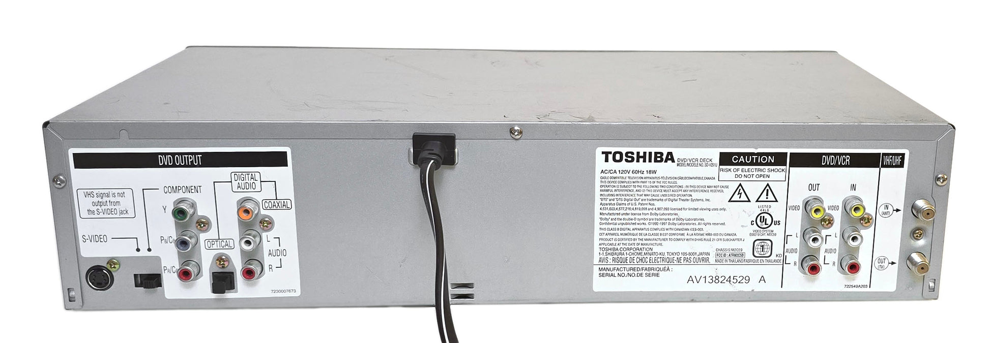 Toshiba SD-V291U VCR/DVD Player Combo - Rear