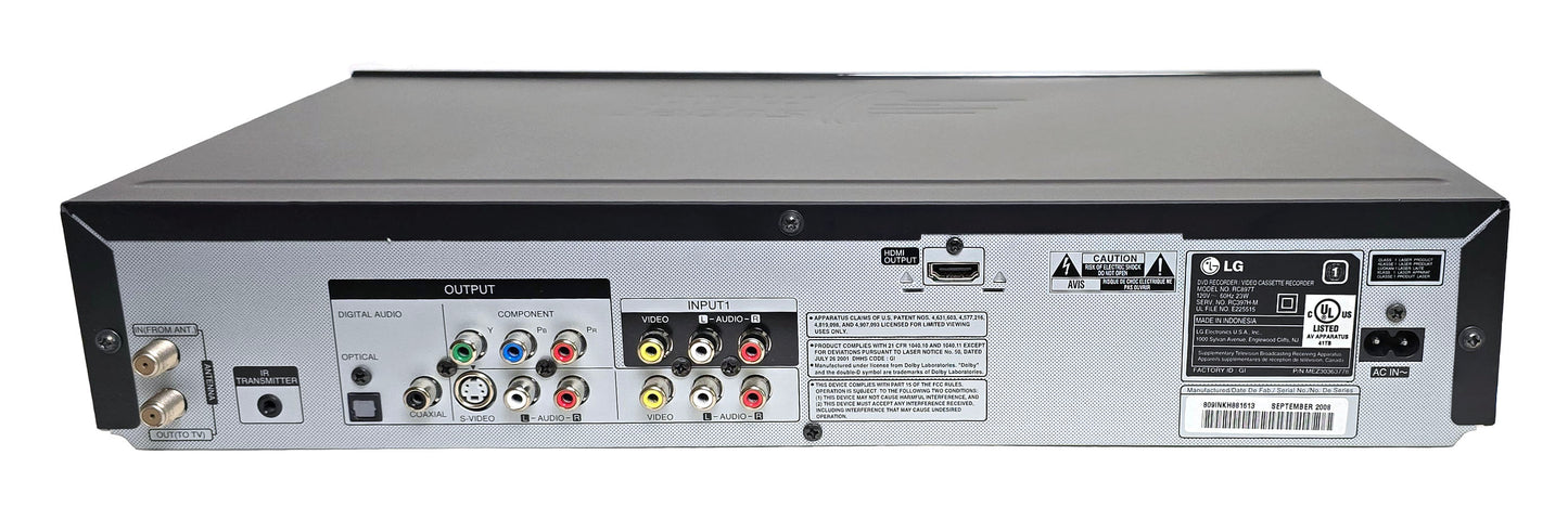 LG RC897T VCR/DVD Recorder Combo with HDMI, Digital Tuner - Rear