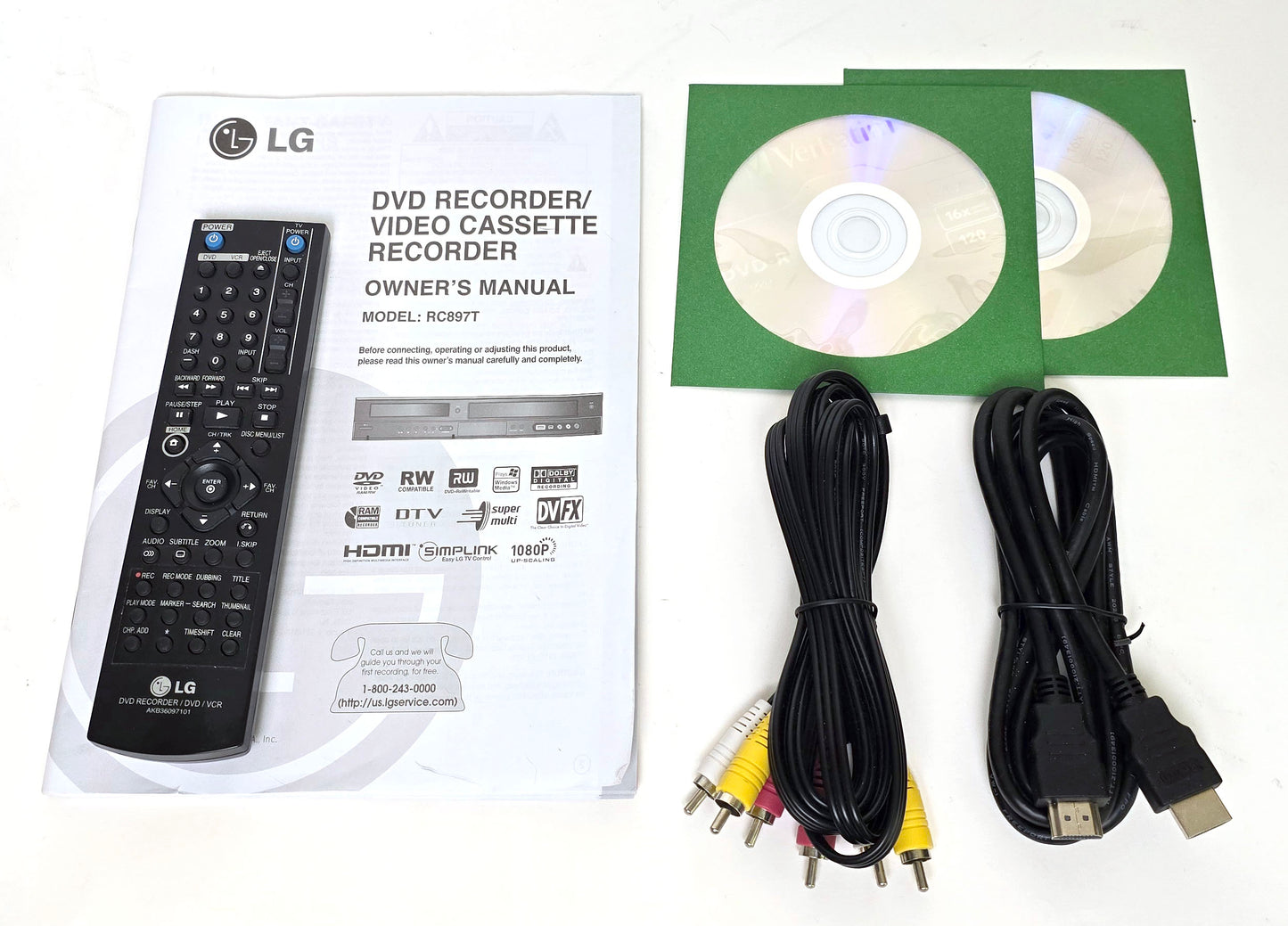 LG RC897T VCR/DVD Recorder Combo with HDMI, Digital Tuner - Accessories