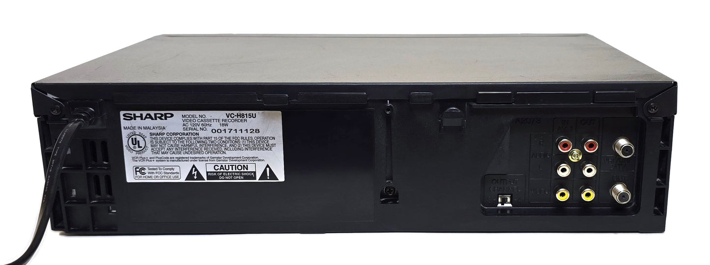 Sharp VC-H815U VCR, 4-Head Hi-Fi Stereo - Rear