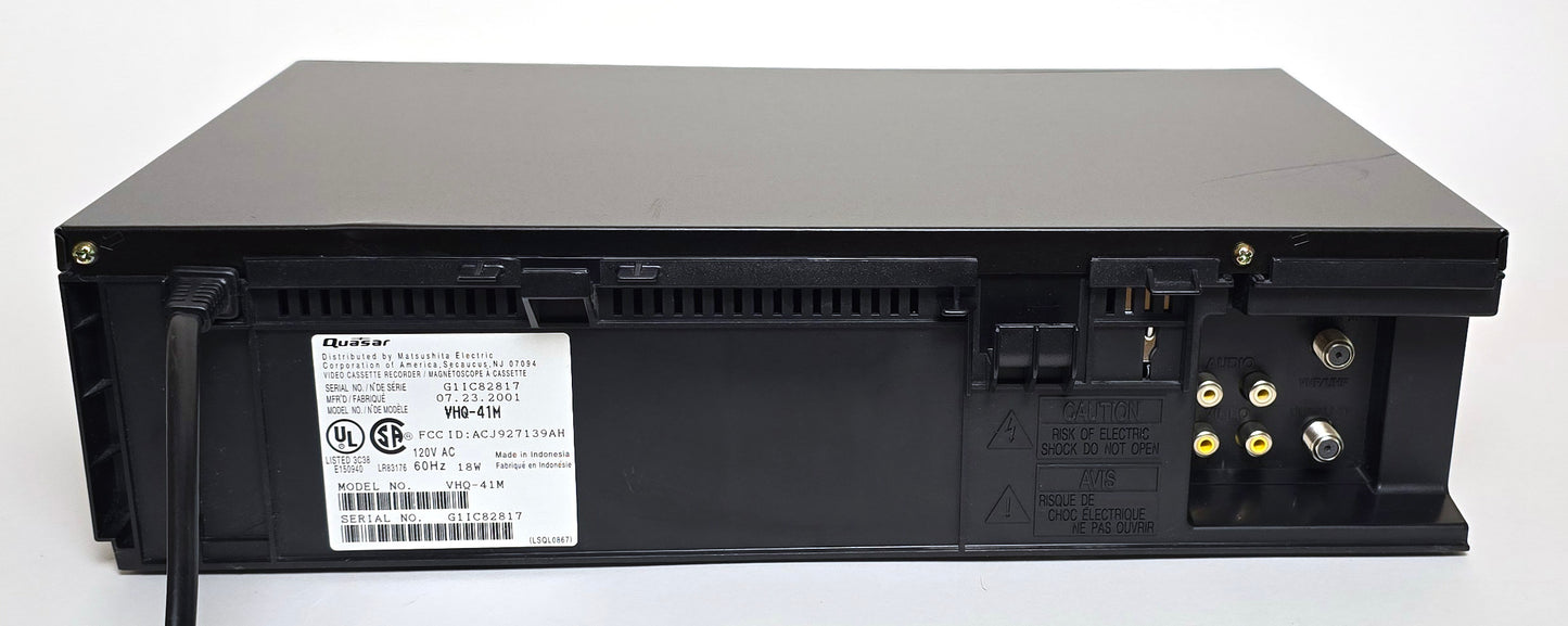 Quasar (Panasonic) VHQ-41M Omnivision VCR, 4-Head Mono - Rear