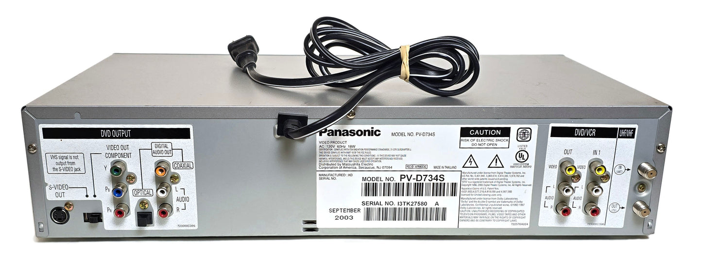 Panasonic PV-D734S Omnivision VCR/DVD Player Combo - Rear