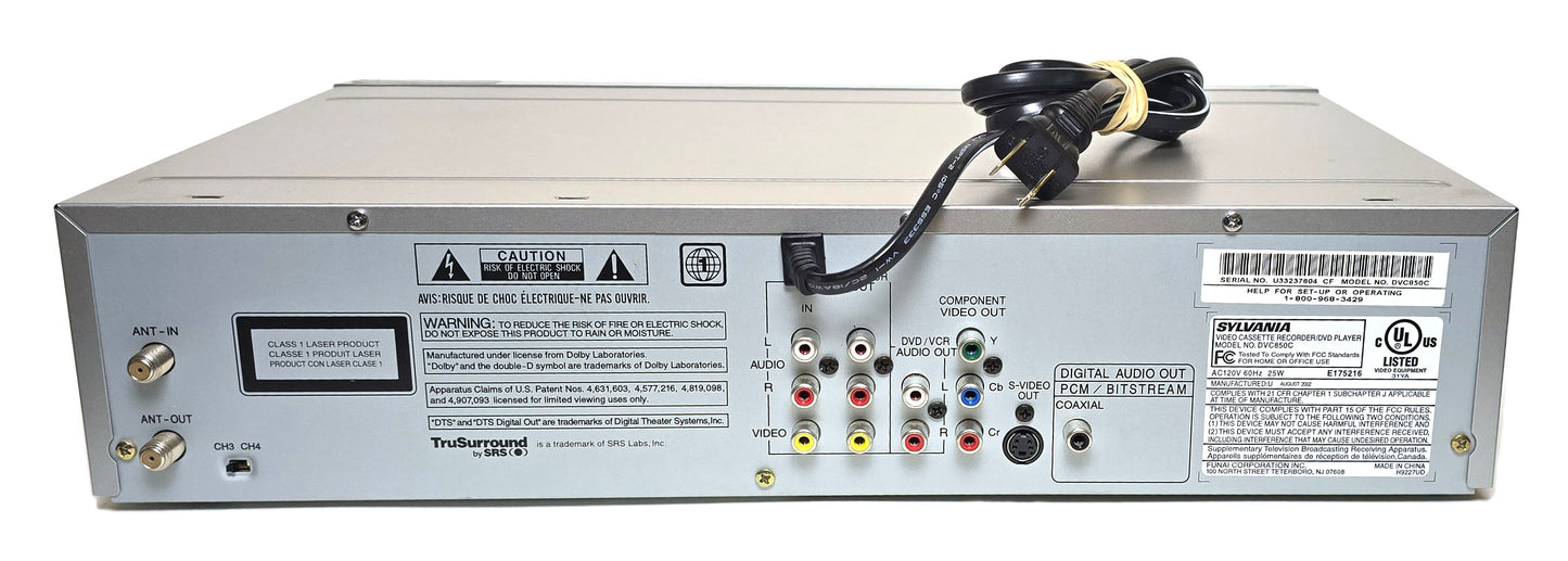 Sylvania DVC850C VCR/DVD Player Combo - Rear