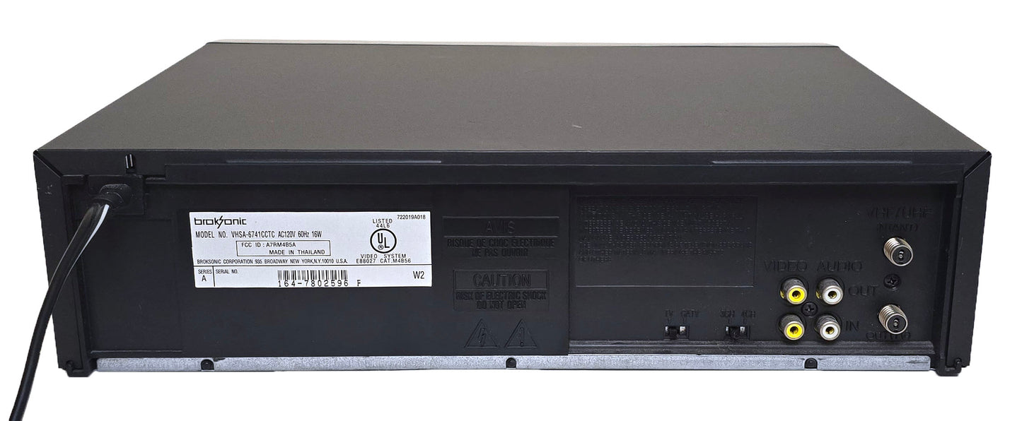 Broksonic VHSA-6741CTTCT VCR, 4-Head Mono - Rear