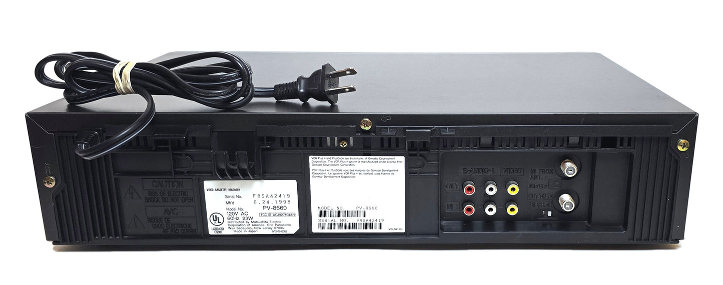 Panasonic PV-9660 Omnivision VCR, 4-Head Hi-Fi Stereo - Rear