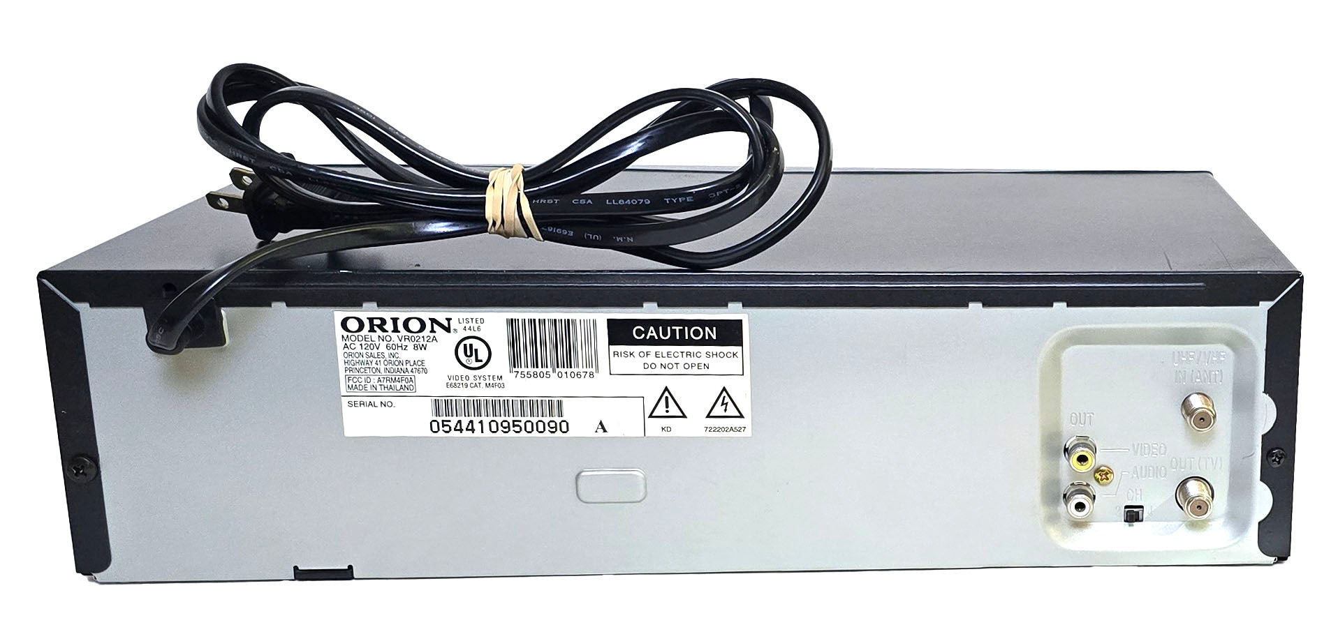Orion VR0212A VCR, 2-Head Mono - Rear