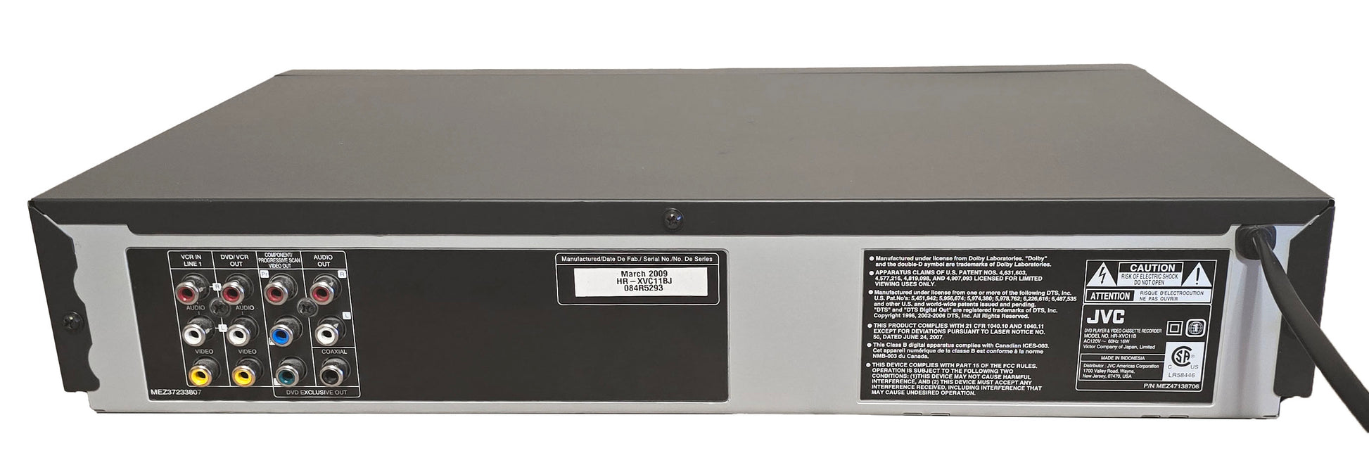 JVC HR-XVC11B VCR/DVD Player Combo - Rear