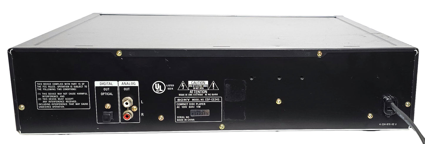 Sony CDP-CE345 5-Disc Carousel CD Changer - Rear