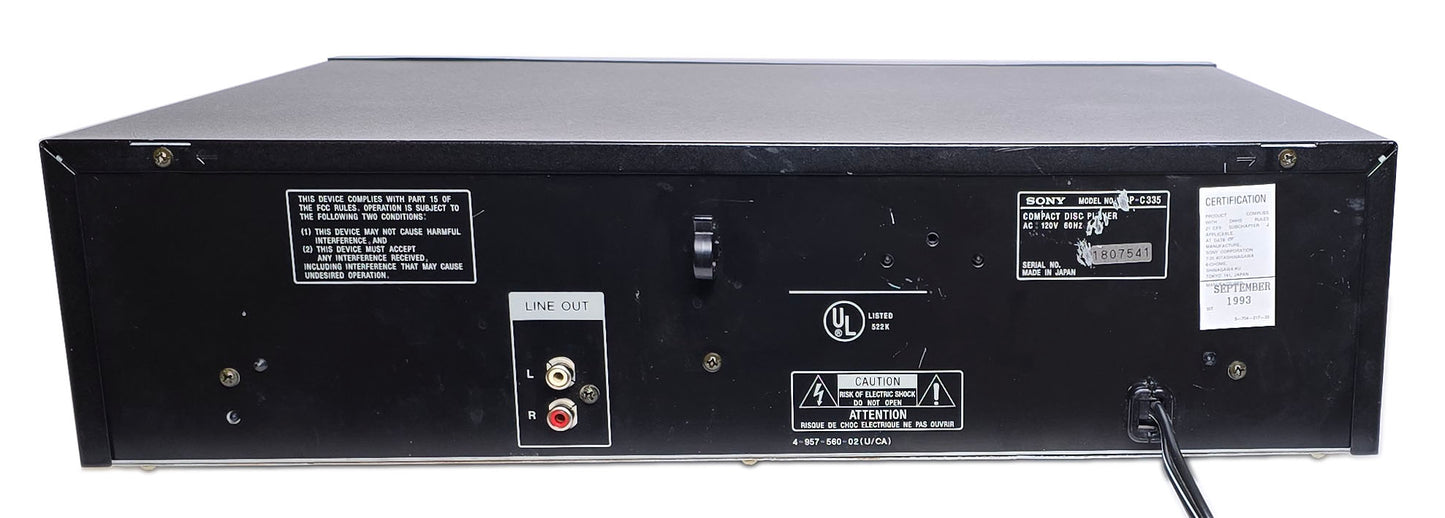 Sony CDP-C335 5-Disc Carousel CD Changer - Rear