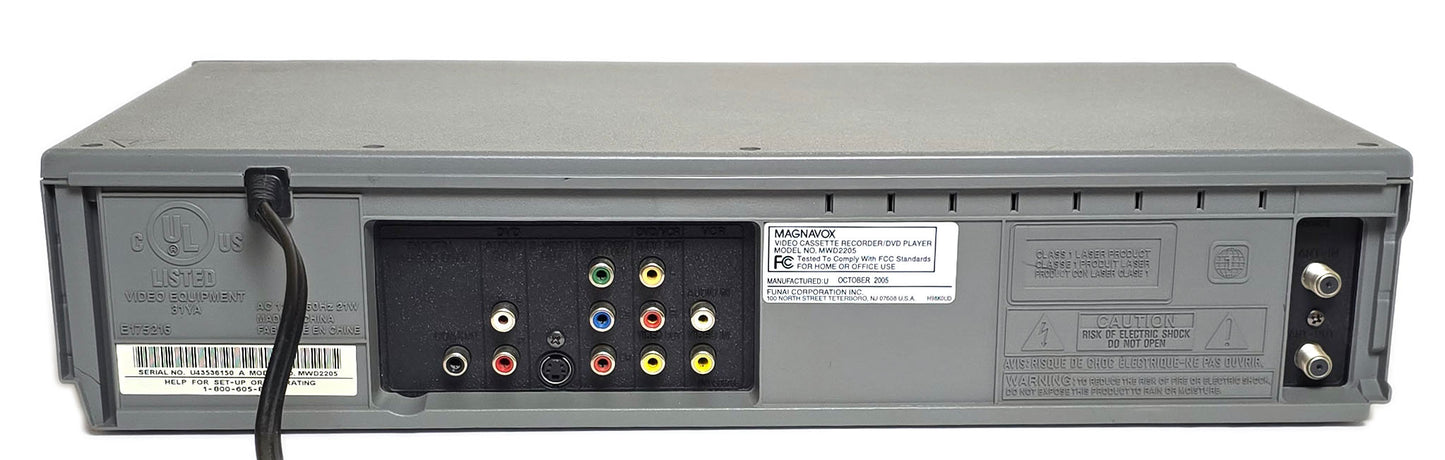 Magnavox MWD2205 VCR/DVD Player Combo - Rear