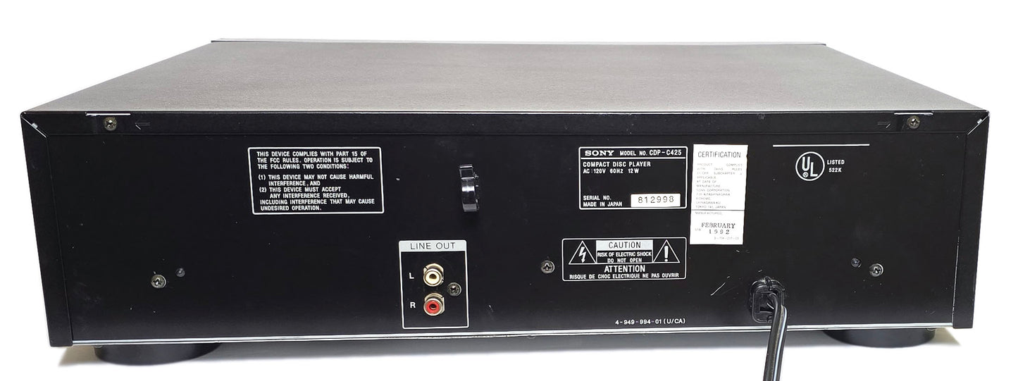 Sony CDP-C425 5-Disc Carousel CD Changer - Rear