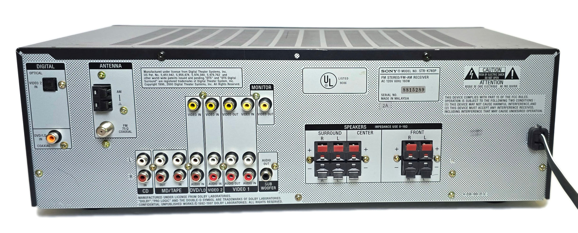 Sony STR-K740P 5.1 Channel Receiver - Rear