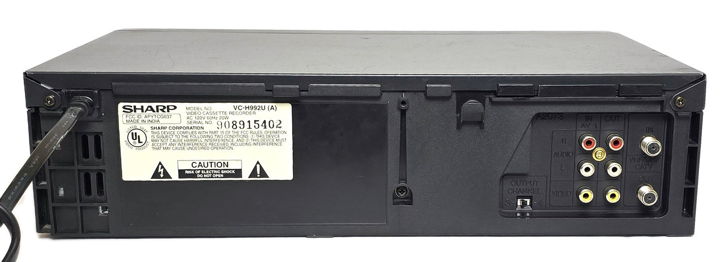 Sharp VC-H992U VCR, 4-Head Hi-Fi Stereo - Rear